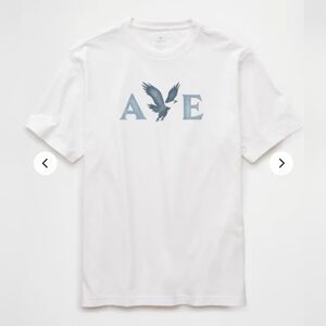 NWT American Eagle Outfitters White and Blue Logo Tee